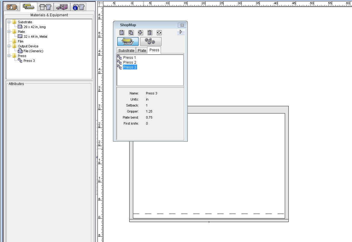 Pandora training > Objective 2—Add job resources for a staggered Step and Repeat job > Act8_setupMaterialsEquipment.png
