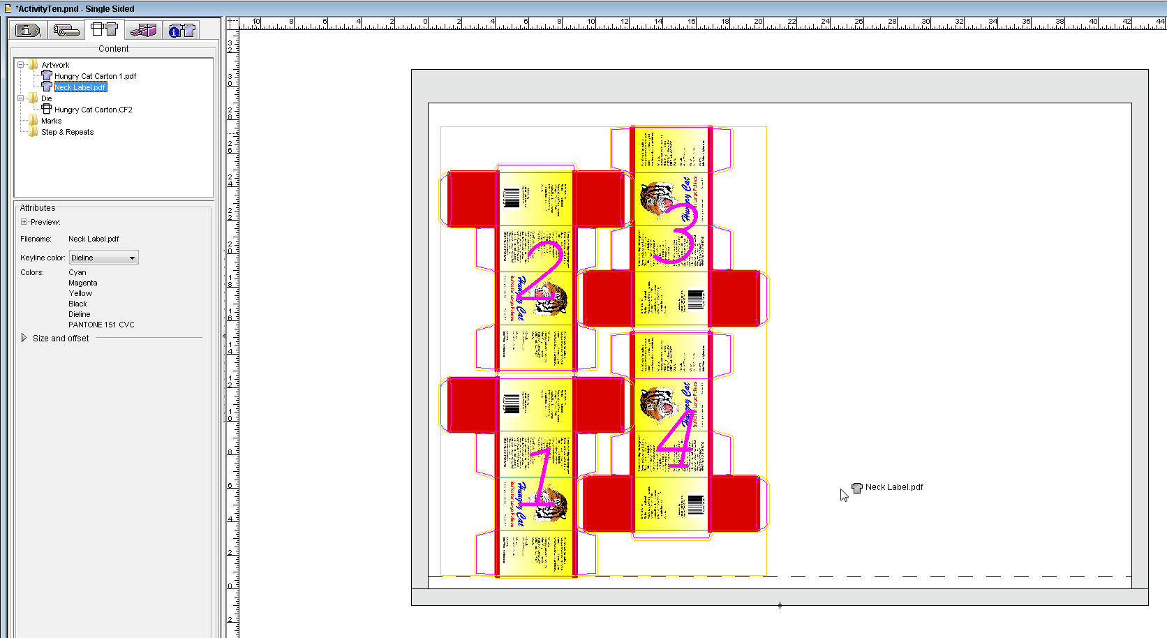 Pandora training > Objective 4—Add and position the independent PDF artwork > DragNeckLabelArtworkToLayout.png