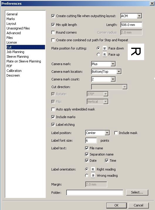 VPS+ 9.5 > 4. Experiment with camera marks and layout margins > Default Cut Prefs_noNX.JPG