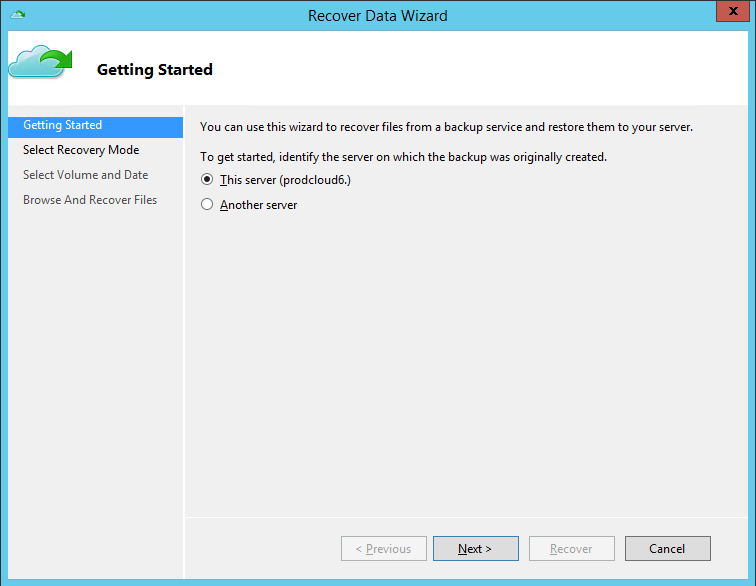 PRINERGY Portal > Retrieving files with the Azure Backup Agent > Azure2_Backup_ThisServer.png