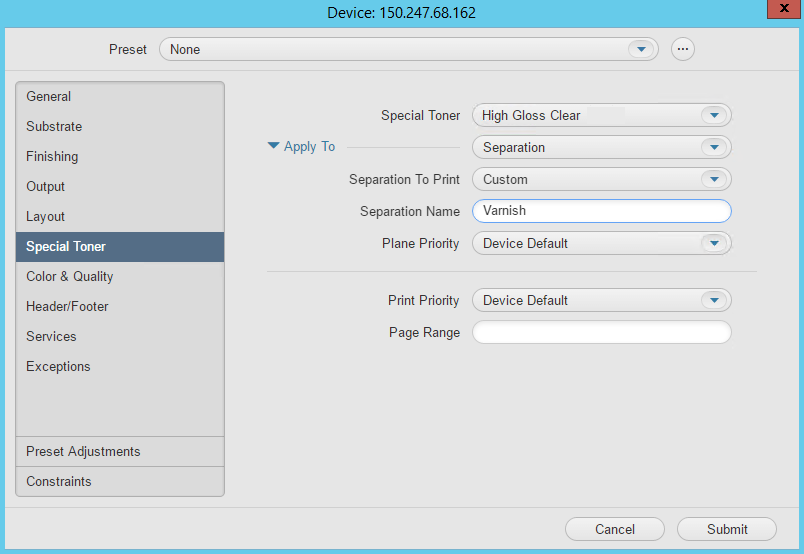 Prinergy Workflow Activity Guide > Special Toner handling - option 1 > SeparationToPrint set to Custom.png