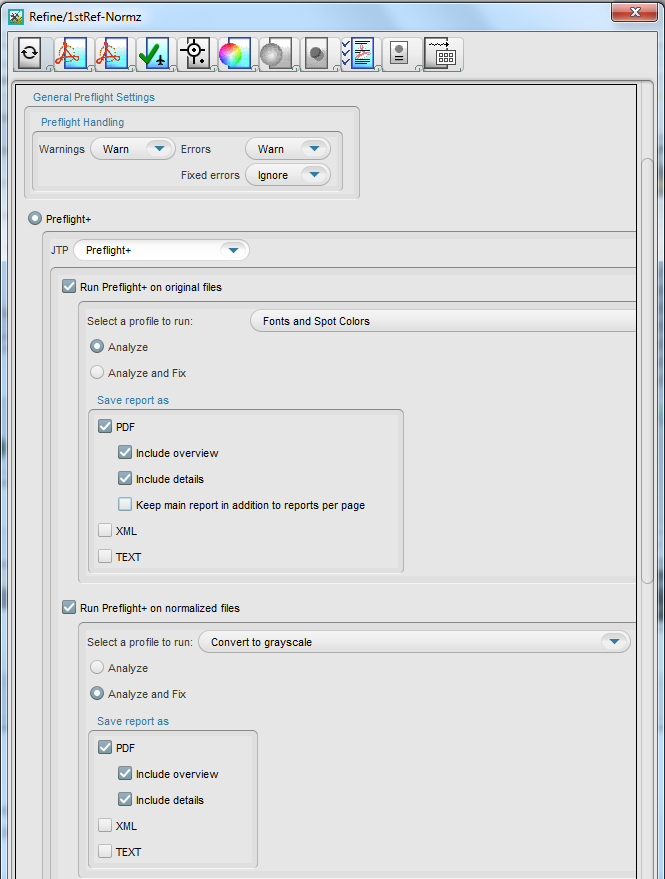 Prinergy Training > Refine an input file using preflight profiles > PDF_Preflight_plus_PT_Settings.png